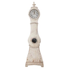 18th C. Swedish Gustavian Mora Working Tall Case Clock in Original Paint
