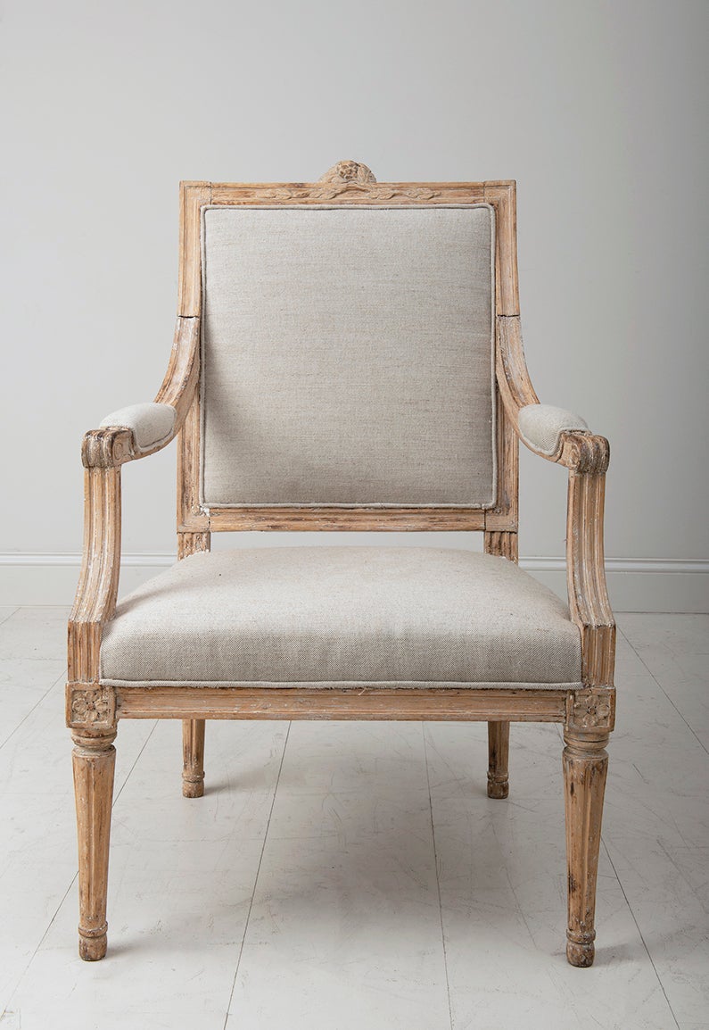 18th C. Swedish Gustavian Period Armchair in Original Patina 1