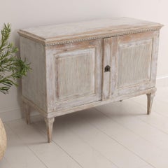 18th C. Swedish Gustavian Period Buffet with Reeded Doors in Original Paint