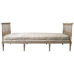 Antique 18th C. Swedish Gustavian Period Daybed Sofa in Original Paint by Johan Lindgren
