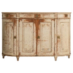 18th c. Swedish Gustavian Period Demilune Buffet in Original Paint