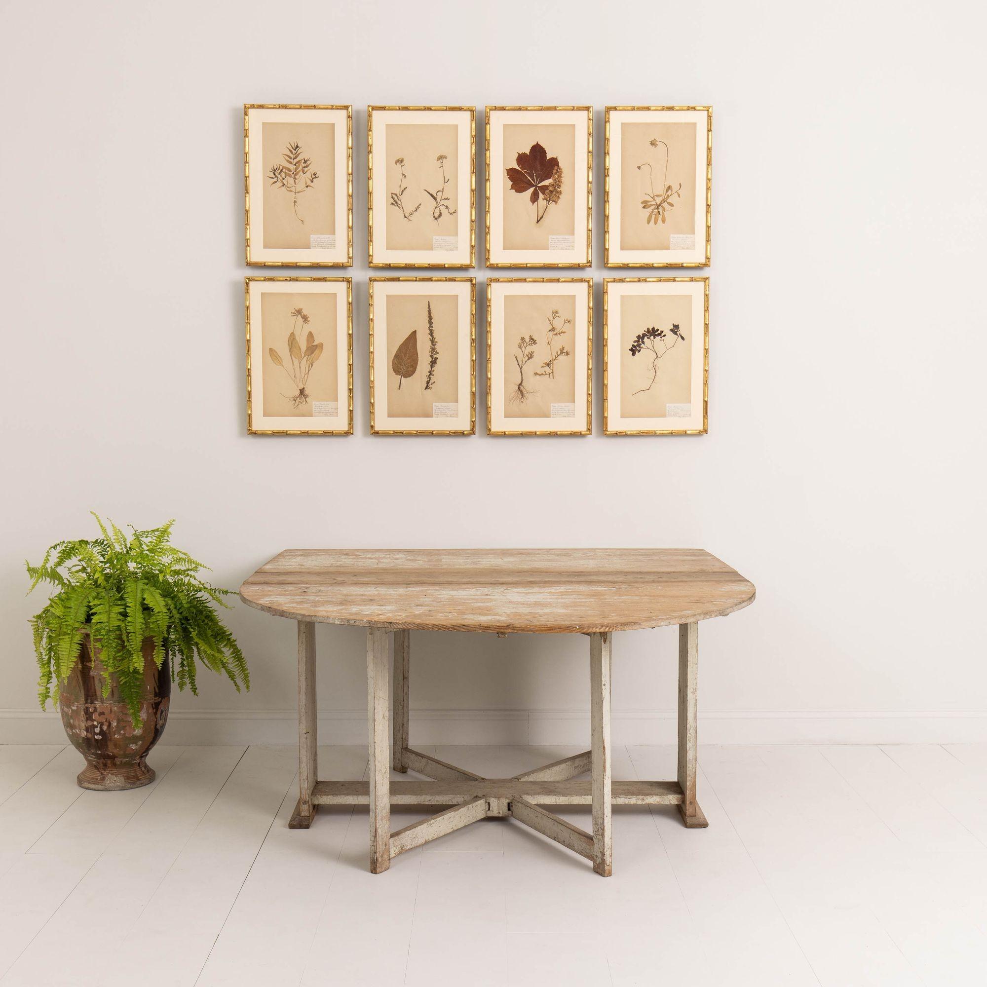 18th c. Swedish Gustavian Original Paint Gate Leg - Drop Leaf Table and Console For Sale 9