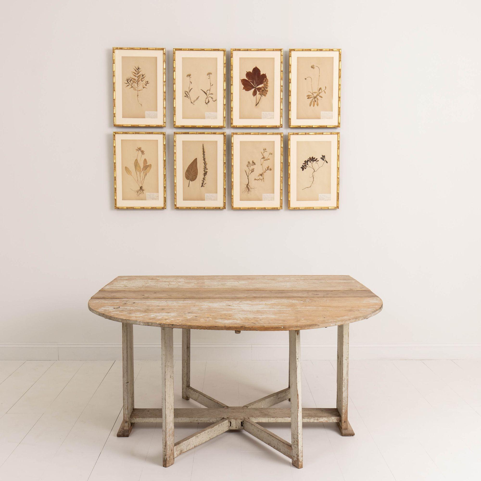 Hand-Carved 18th c. Swedish Gustavian Original Paint Gate Leg - Drop Leaf Table and Console For Sale