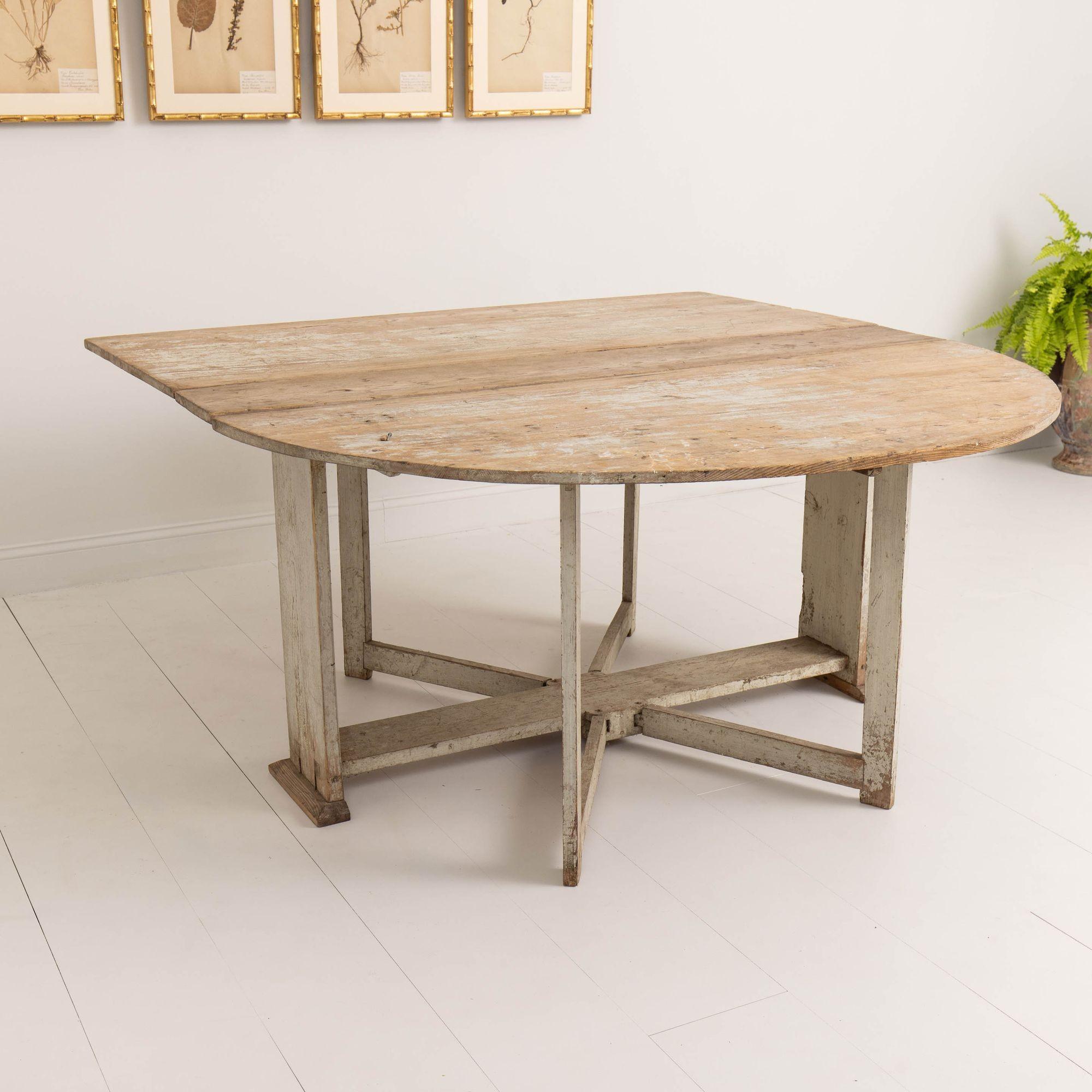 18th Century and Earlier 18th c. Swedish Gustavian Original Paint Gate Leg - Drop Leaf Table and Console For Sale