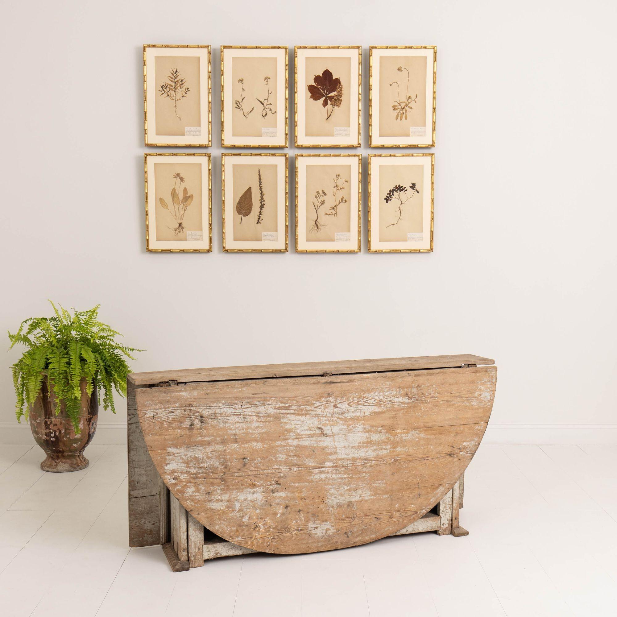 Wood 18th c. Swedish Gustavian Original Paint Gate Leg - Drop Leaf Table and Console For Sale