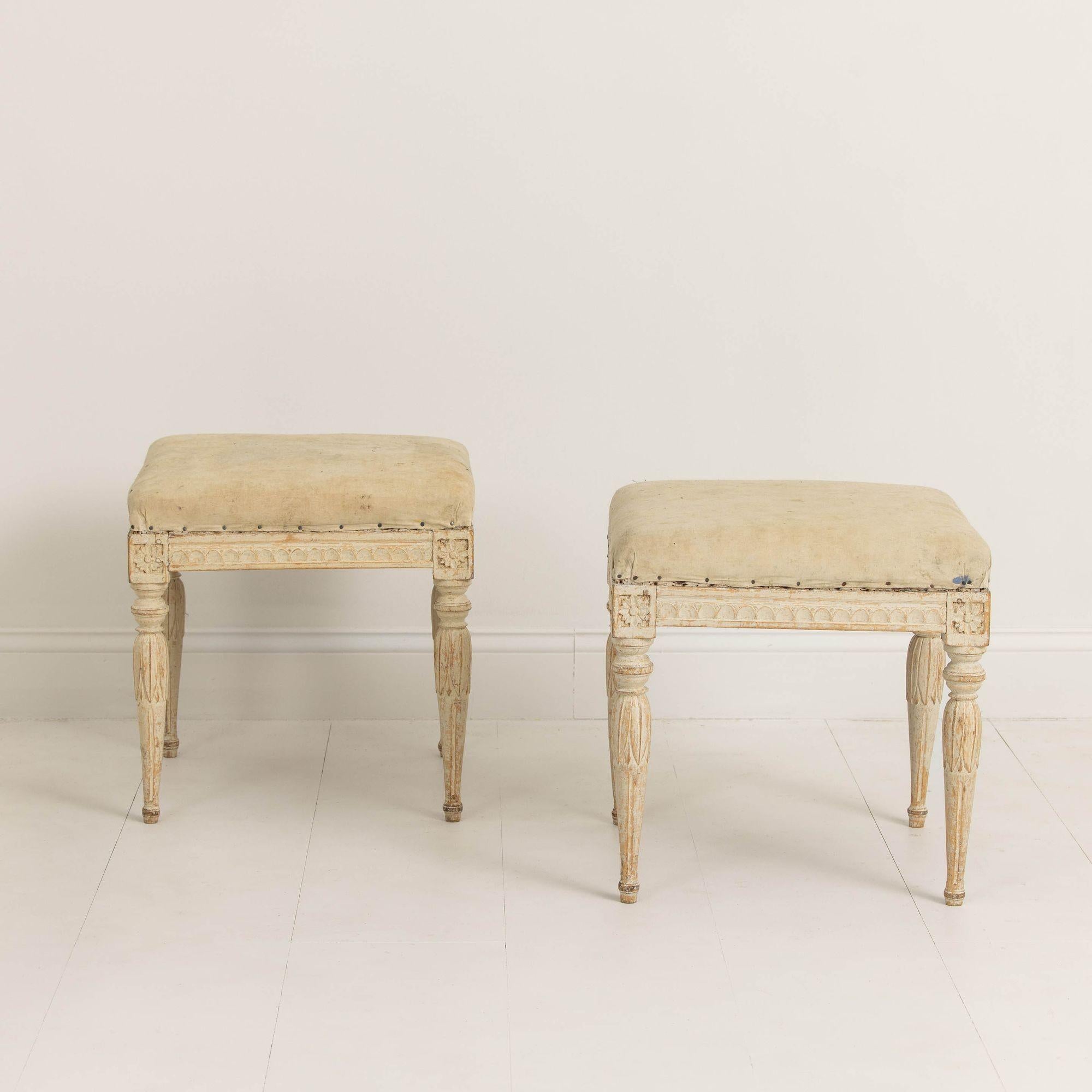 18th c. Swedish Gustavian Period Foot Stools in Original Paint For Sale 7