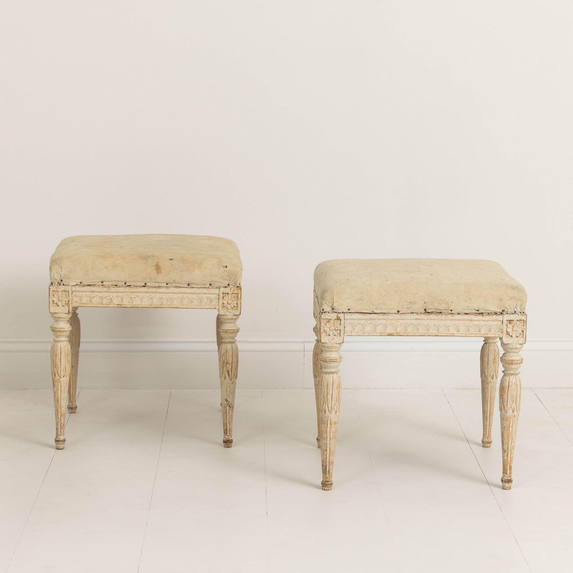 18th c. Swedish Gustavian Period Foot Stools in Original Paint For Sale 8