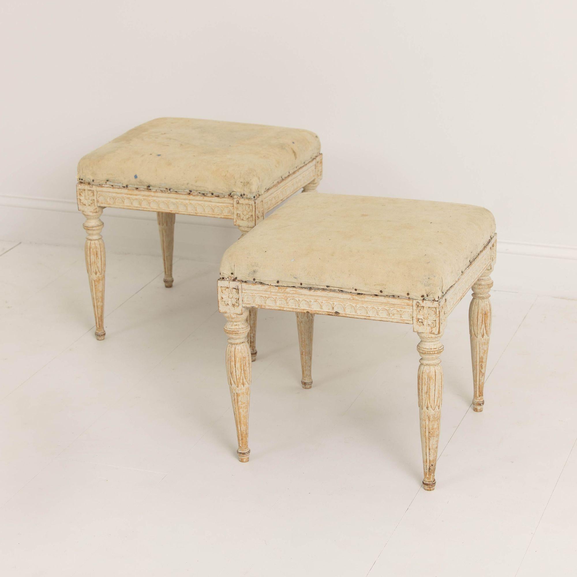 18th Century and Earlier 18th c. Swedish Gustavian Period Foot Stools in Original Paint For Sale
