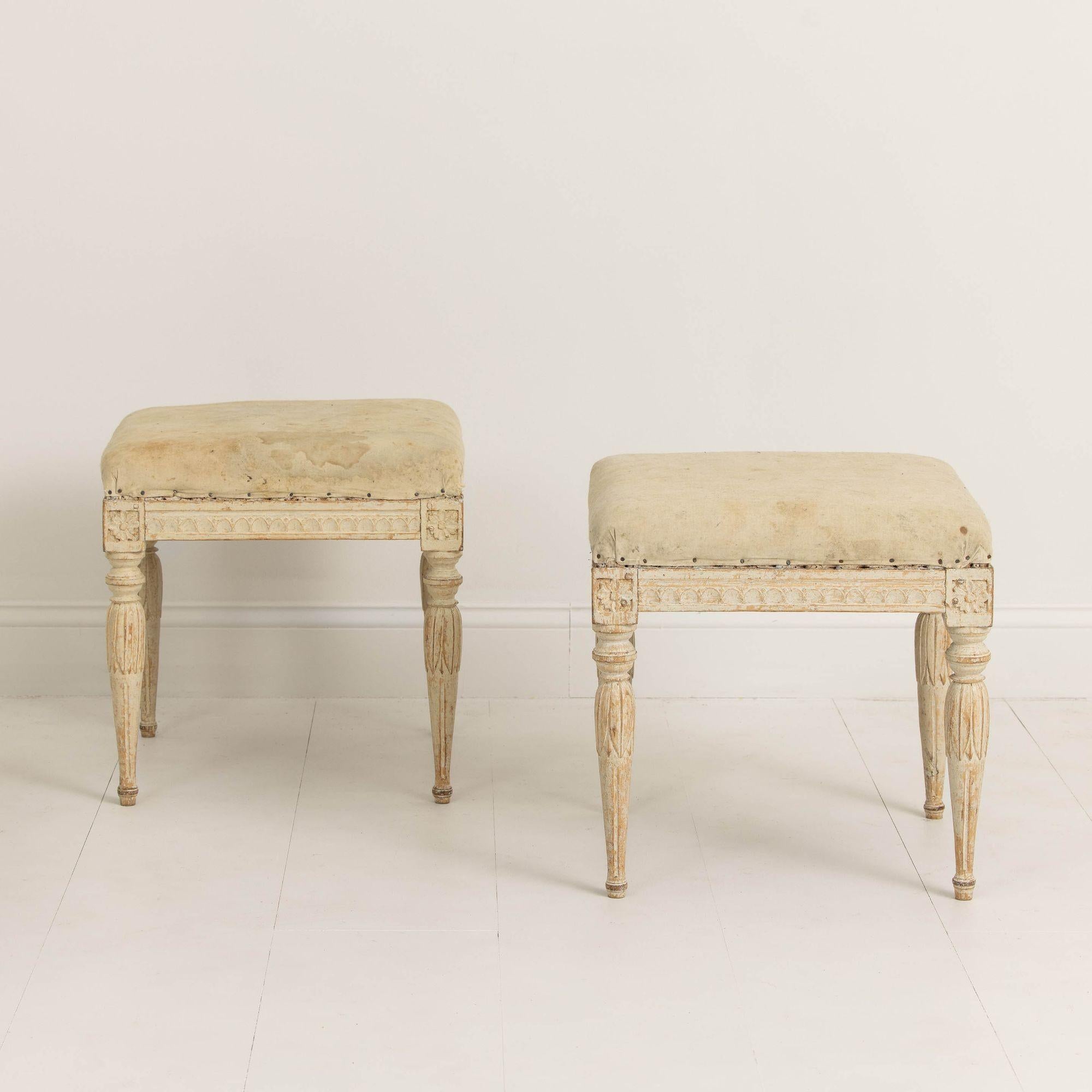 18th c. Swedish Gustavian Period Foot Stools in Original Paint For Sale 1