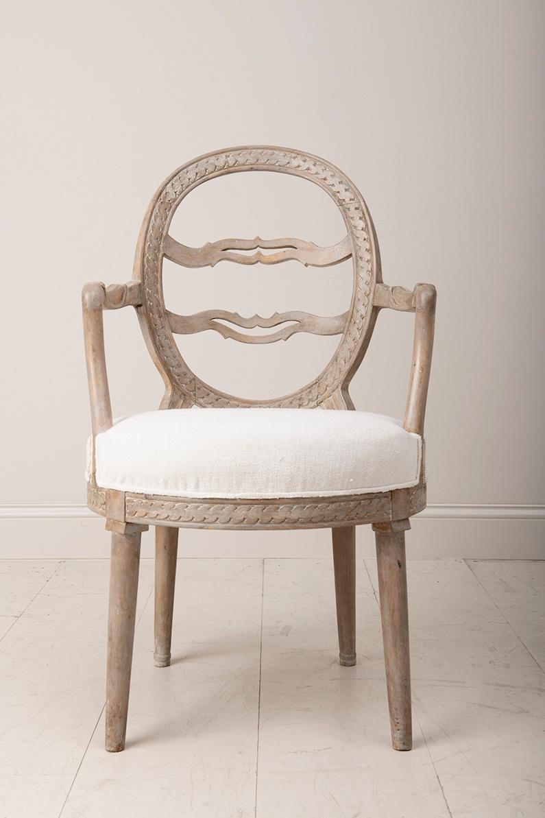 Hand-Carved 18th c. Swedish Gustavian Period Laughing Chair in Original Patina
