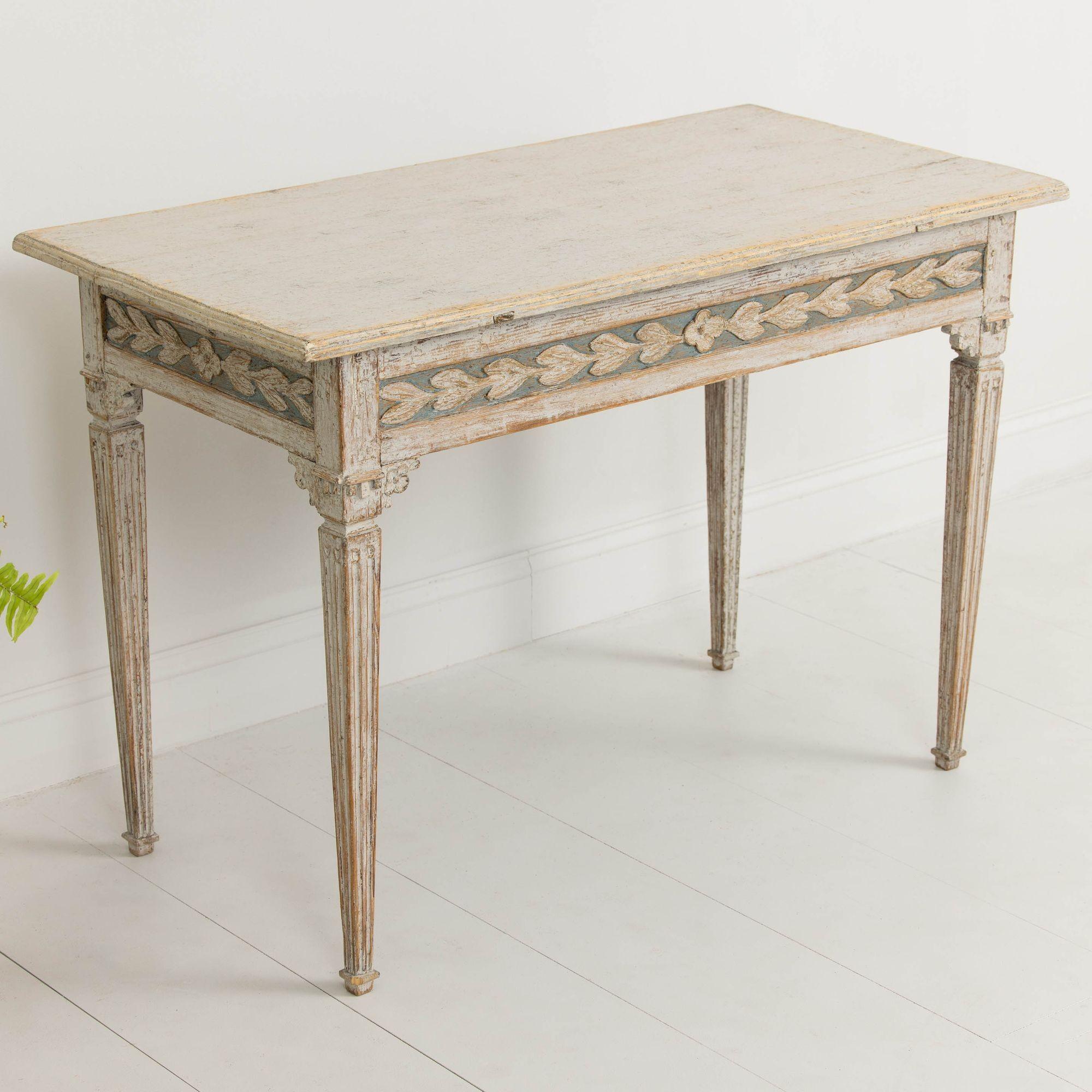 18th c. Swedish Gustavian Period Painted Console Table 5