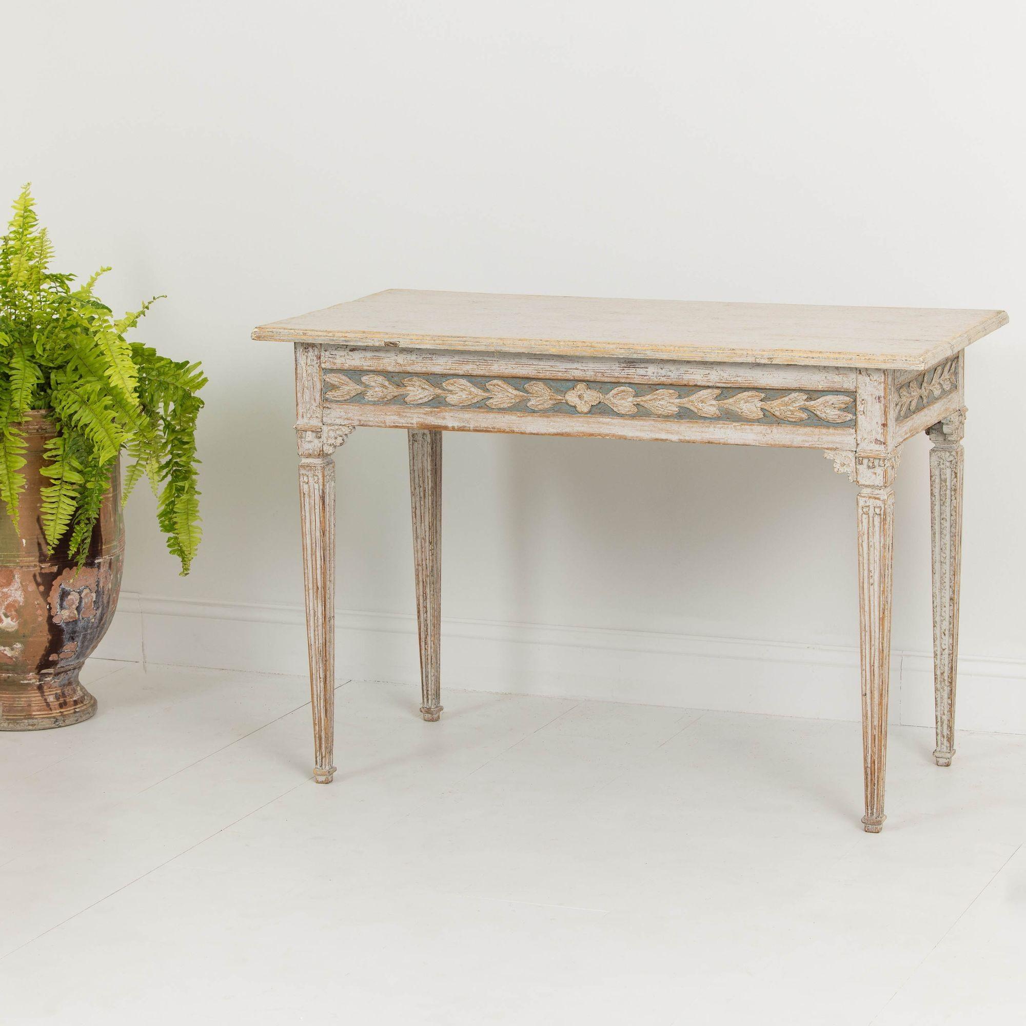 18th c. Swedish Gustavian Period Painted Console Table In Excellent Condition In Wichita, KS