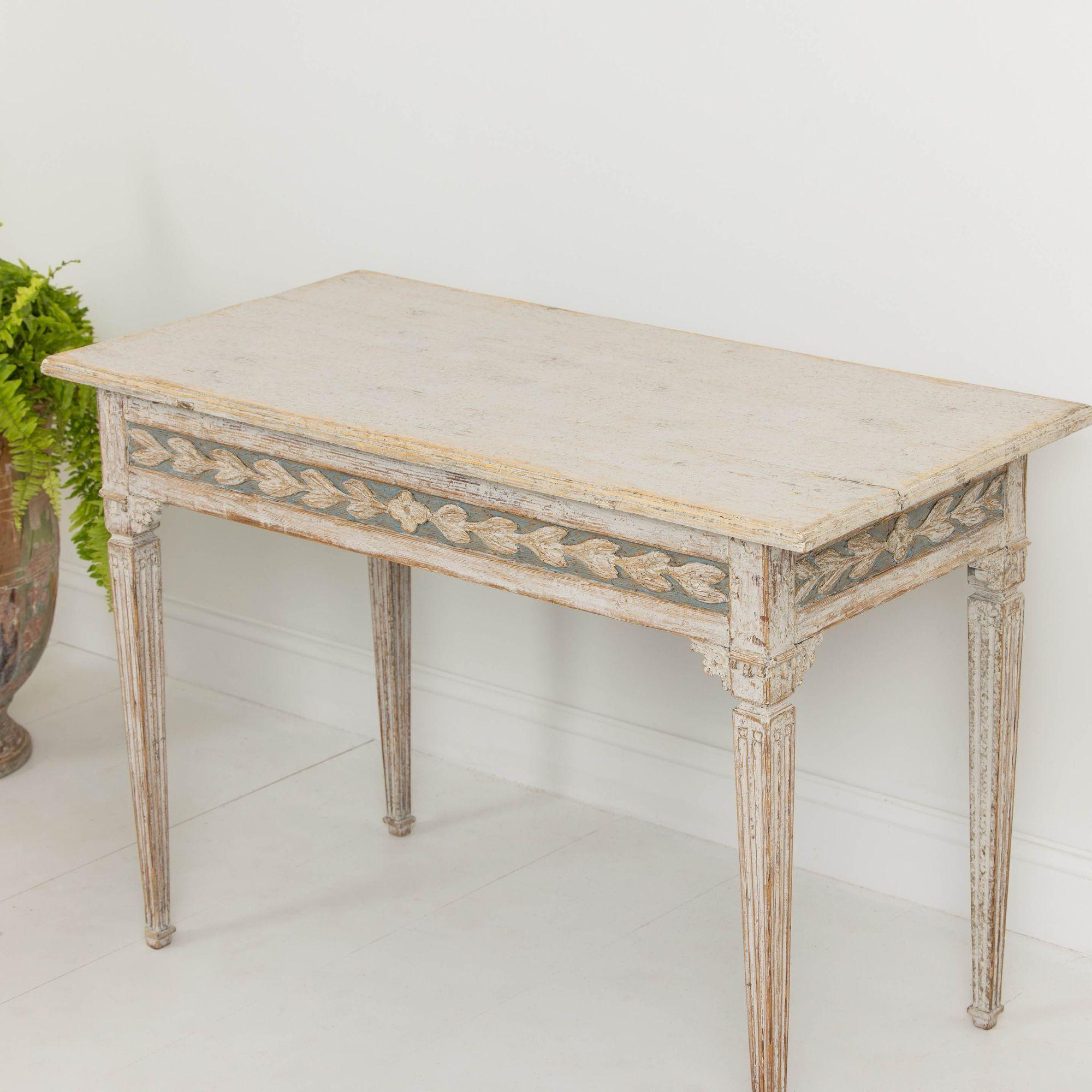 18th c. Swedish Gustavian Period Painted Console Table 1