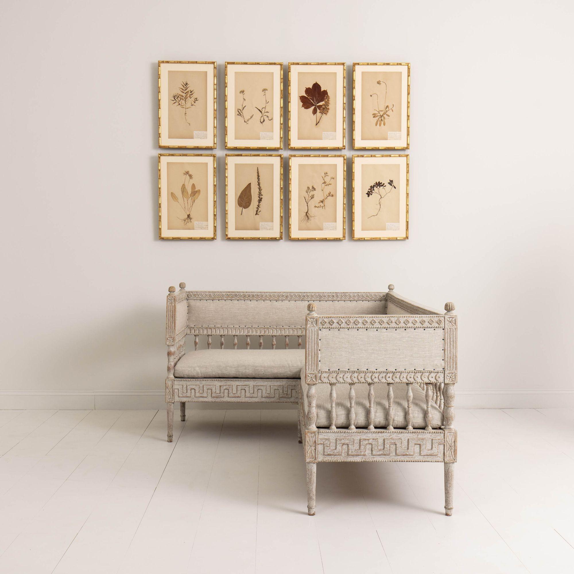 18th c. Swedish Gustavian Period Painted Corner Banquette Sofa 8