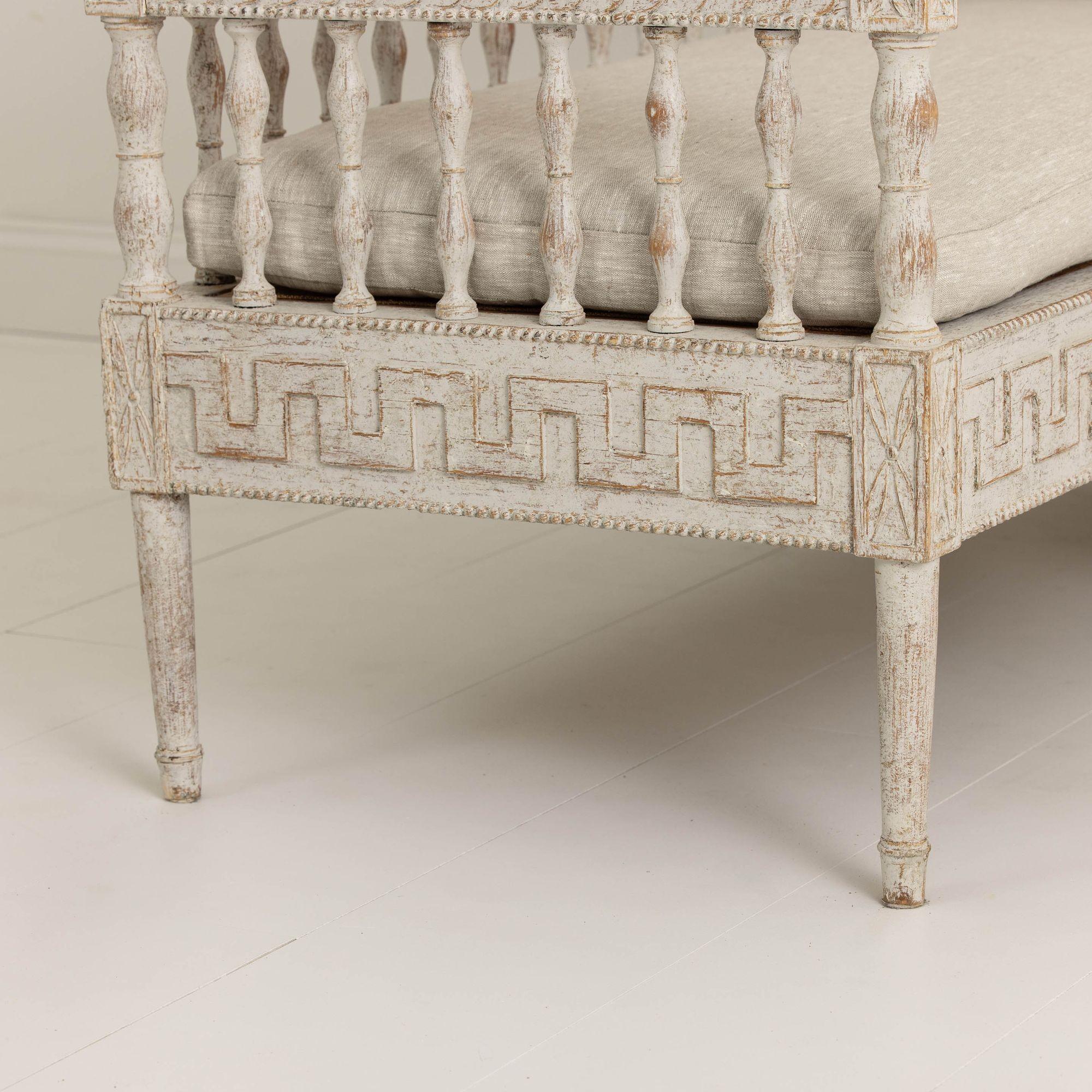 18th Century and Earlier 18th c. Swedish Gustavian Period Painted Corner Banquette For Sale