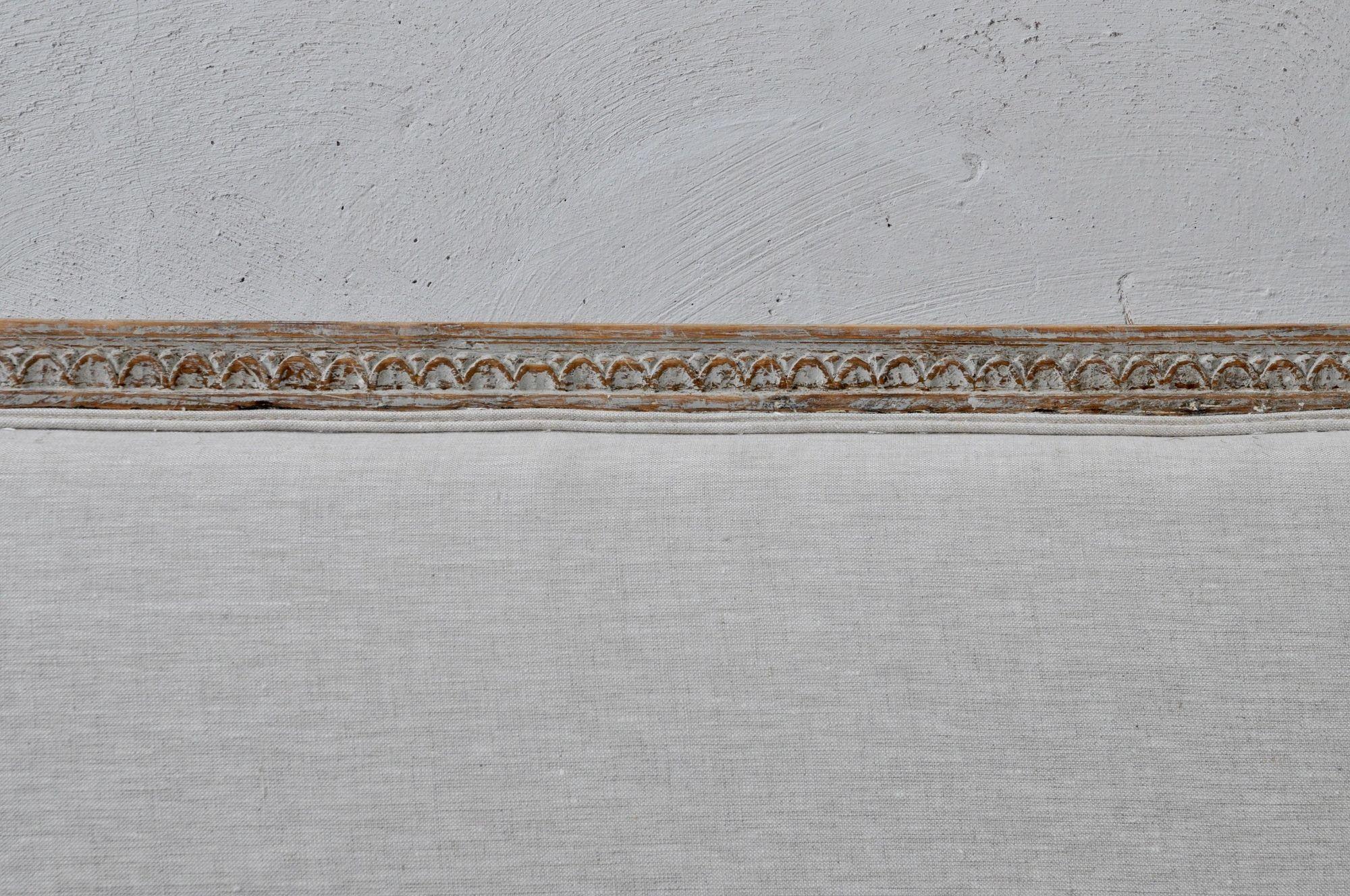 Hand-Carved 18th Century Swedish Gustavian Period Painted Settee