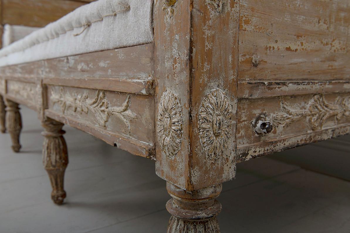 18th C. Swedish Gustavian Period Painted Sofa Bench from Stockholm, Sweden 5