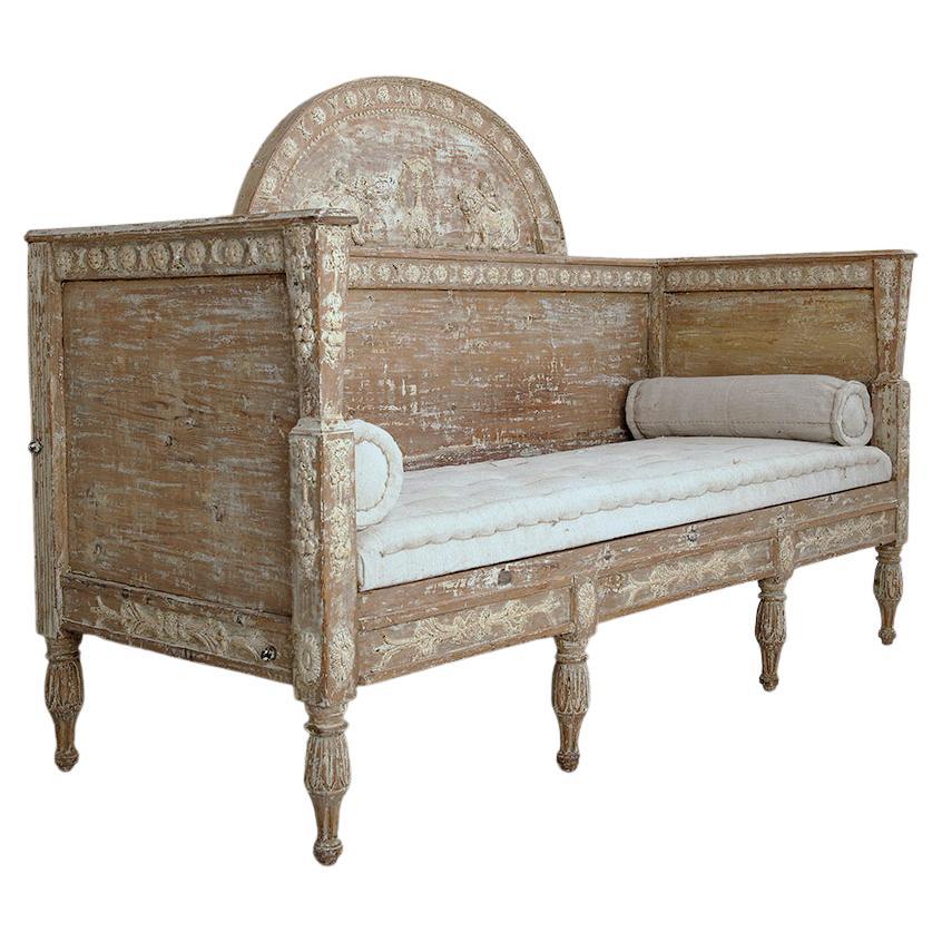 18th C. Swedish Gustavian Period Painted Sofa Bench from Stockholm, Sweden