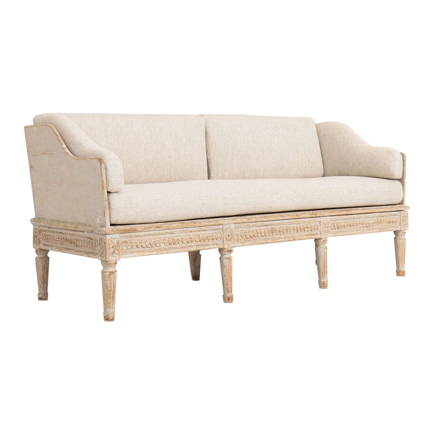 18th c. Swedish Gustavian Period Painted Sofa Bench Tragsofa / 'Trägsoffa'