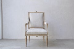 18th C. Swedish Gustavian Period Upholstered Armchair in Original Patina