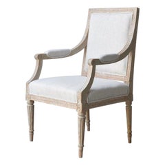 18th c. Swedish Gustavian Period Upholstered Armchair in Original Patina