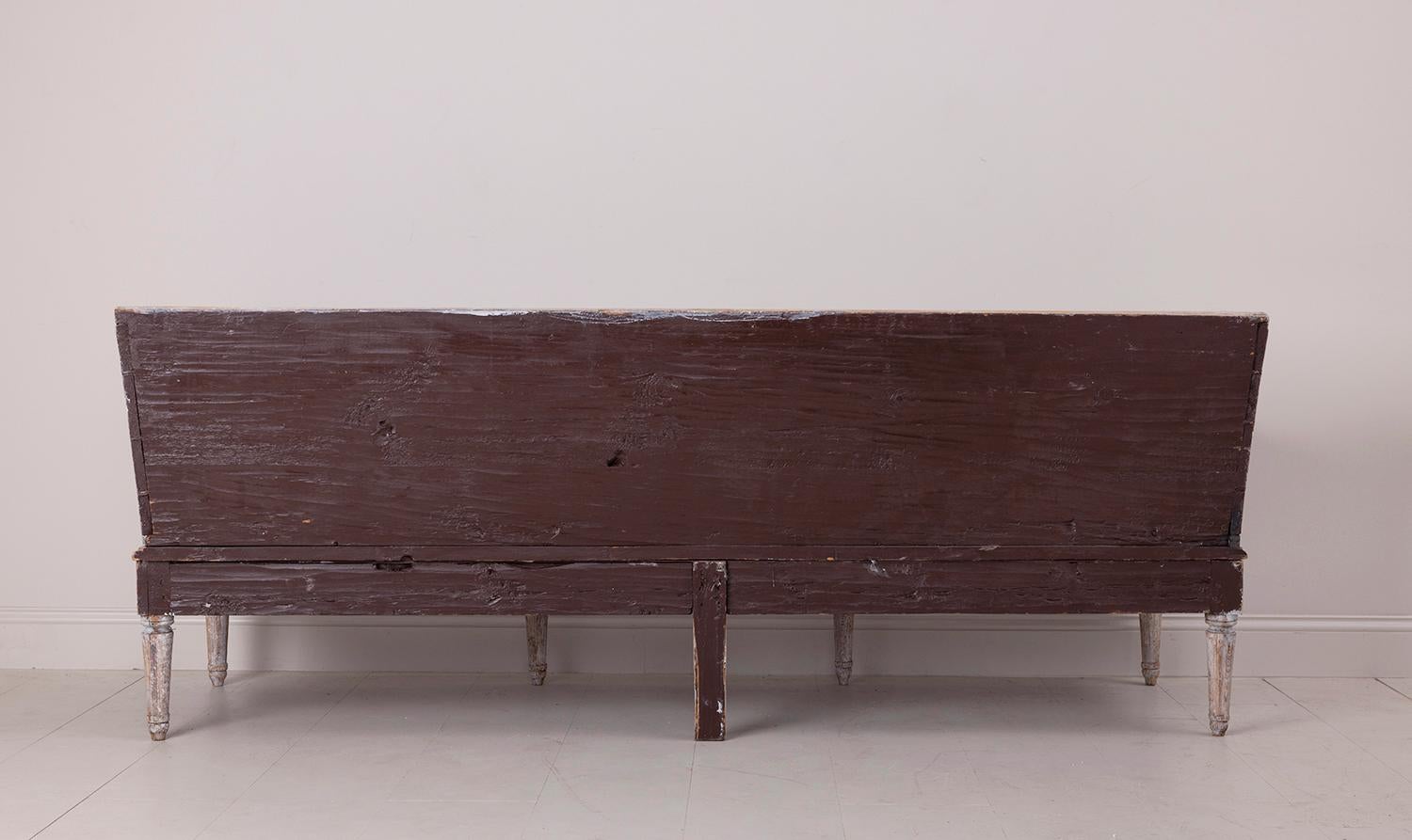 18th c. Swedish Gustavian Period Upholstered Trag Sofa in Original Paint 5