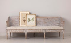 18th c. Swedish Gustavian Period Upholstered Trag Sofa in Original Paint