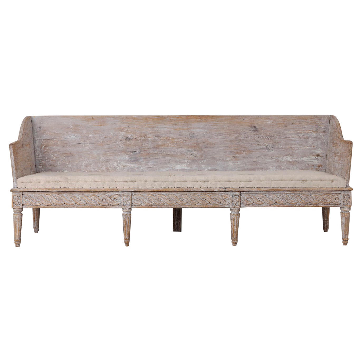 18th c. Swedish Gustavian Period Upholstered Trag Sofa in Original Paint