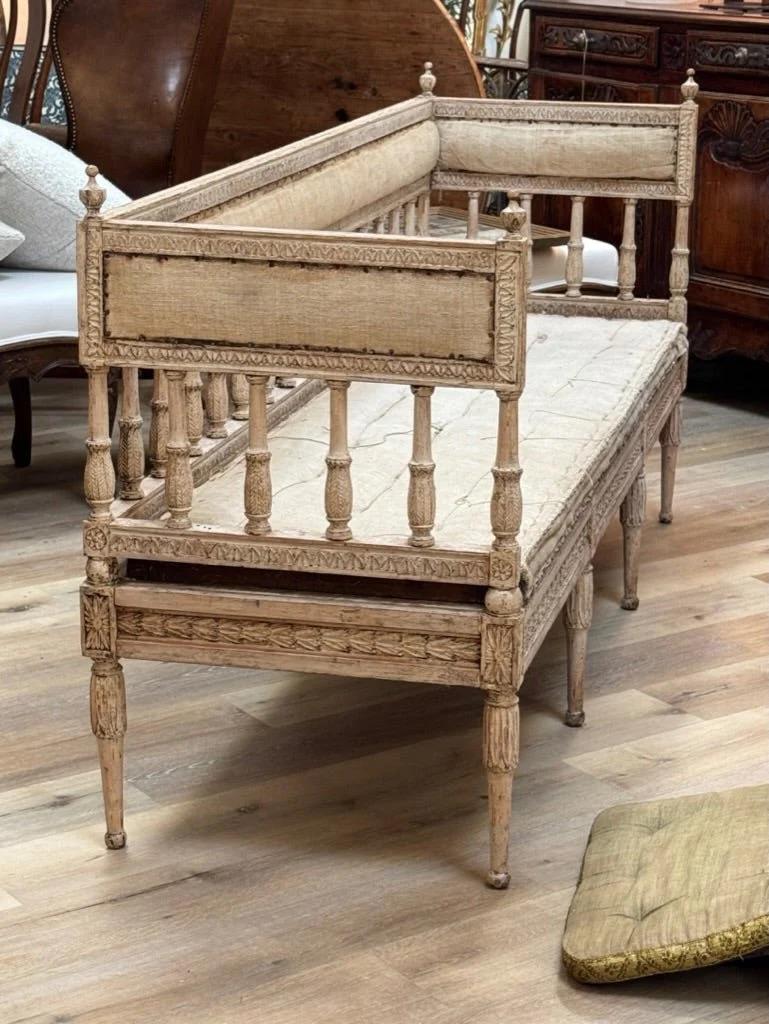 18th Century 18th C. Swedish Gustavian Settee or Bench c. 1790 For Sale
