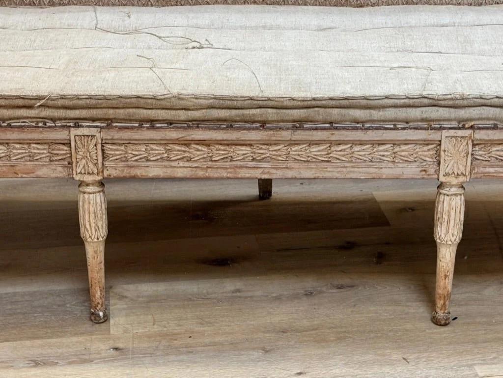 Wood 18th C. Swedish Gustavian Settee or Bench c. 1790 For Sale