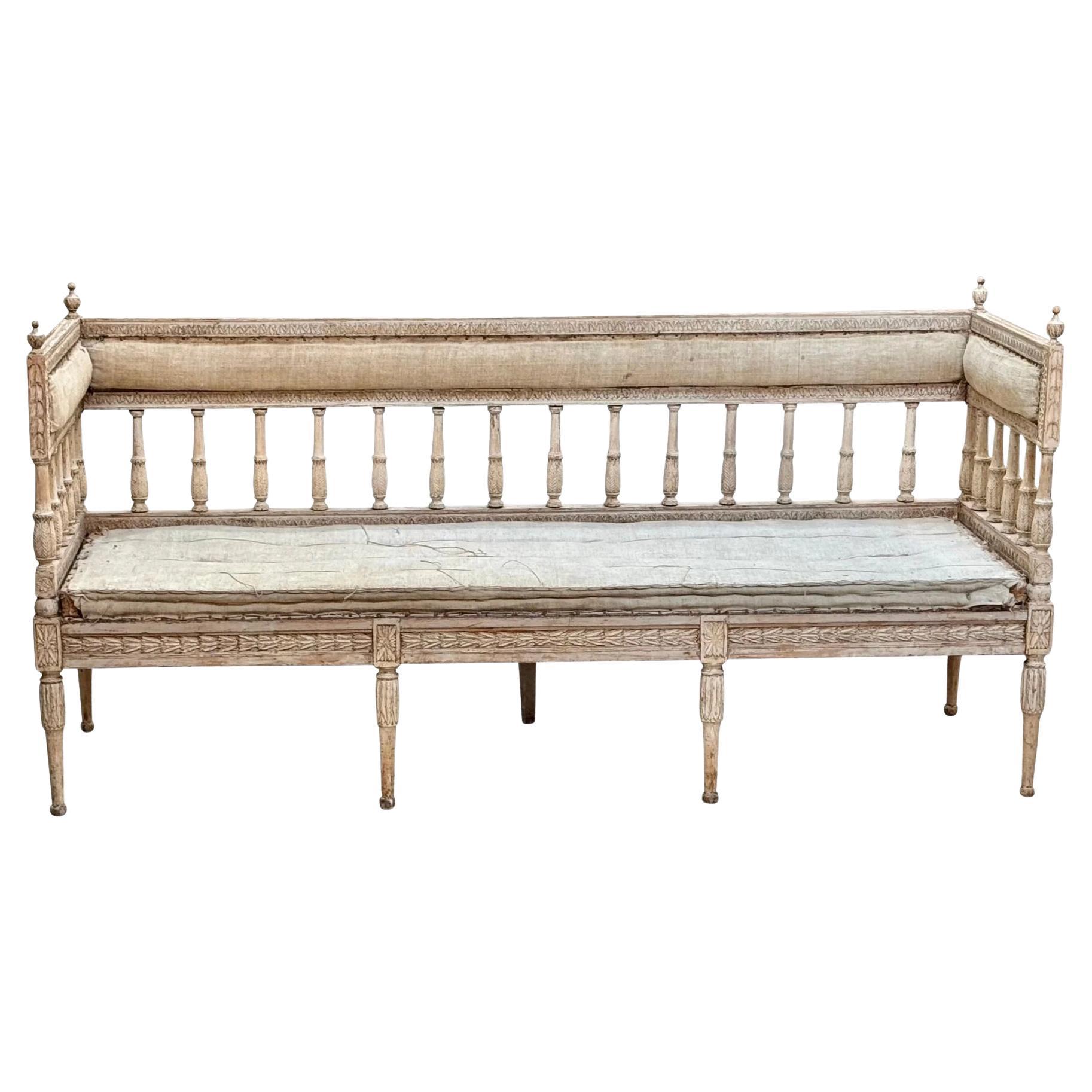 18th C. Swedish Gustavian Settee or Bench c. 1790 For Sale