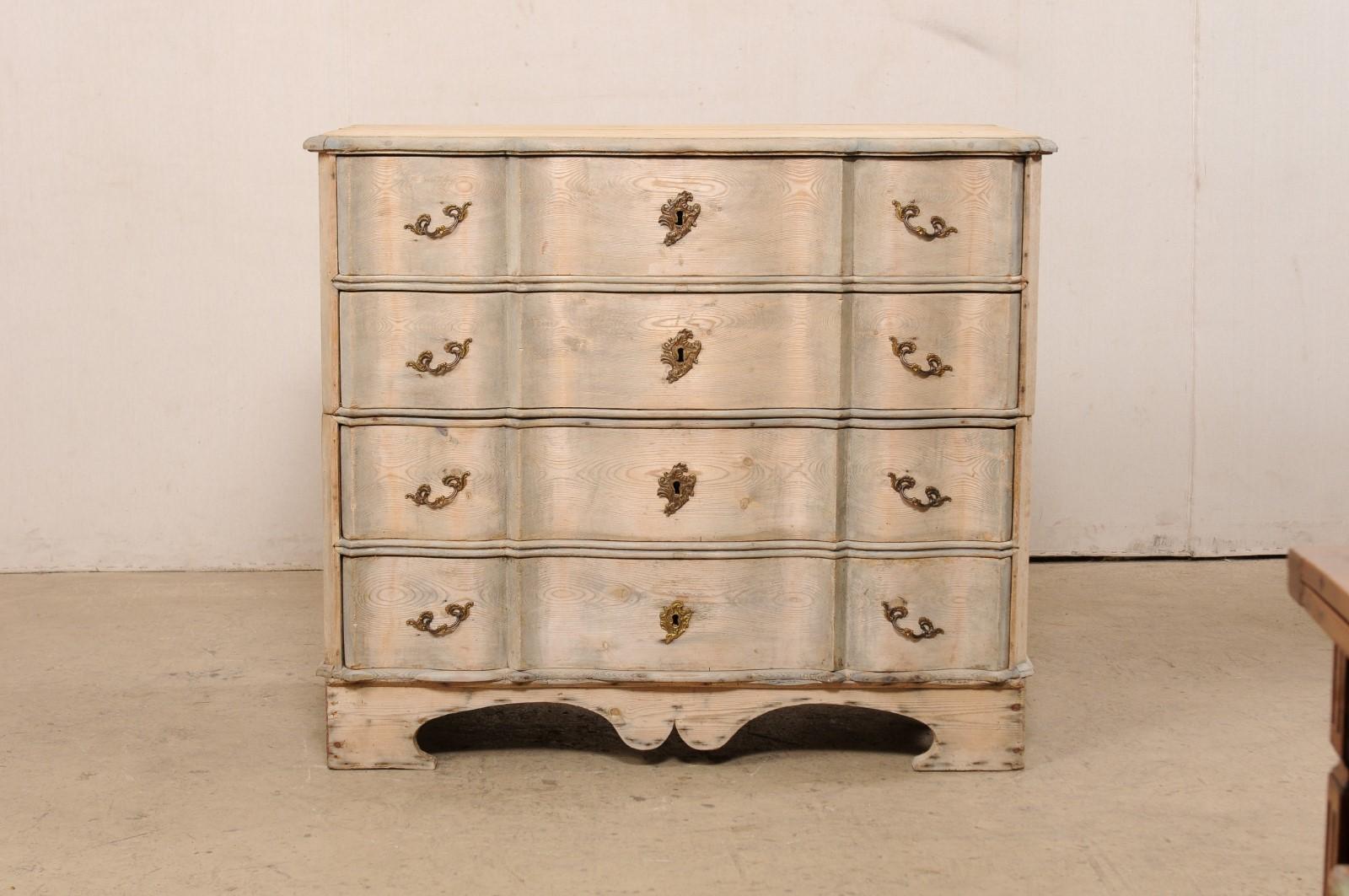 18th C. Swedish Rococo Fir Wood Chest on Chest w/Bleached Finish 8