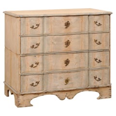 18th C. Swedish Rococo Fir Wood Chest on Chest w/Bleached Finish