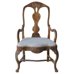 18th c. Swedish Rococo Period Arm Chair in Original Paint