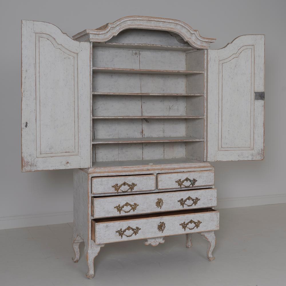 18th Century Swedish Rococo Period Linen Press Cabinet 1