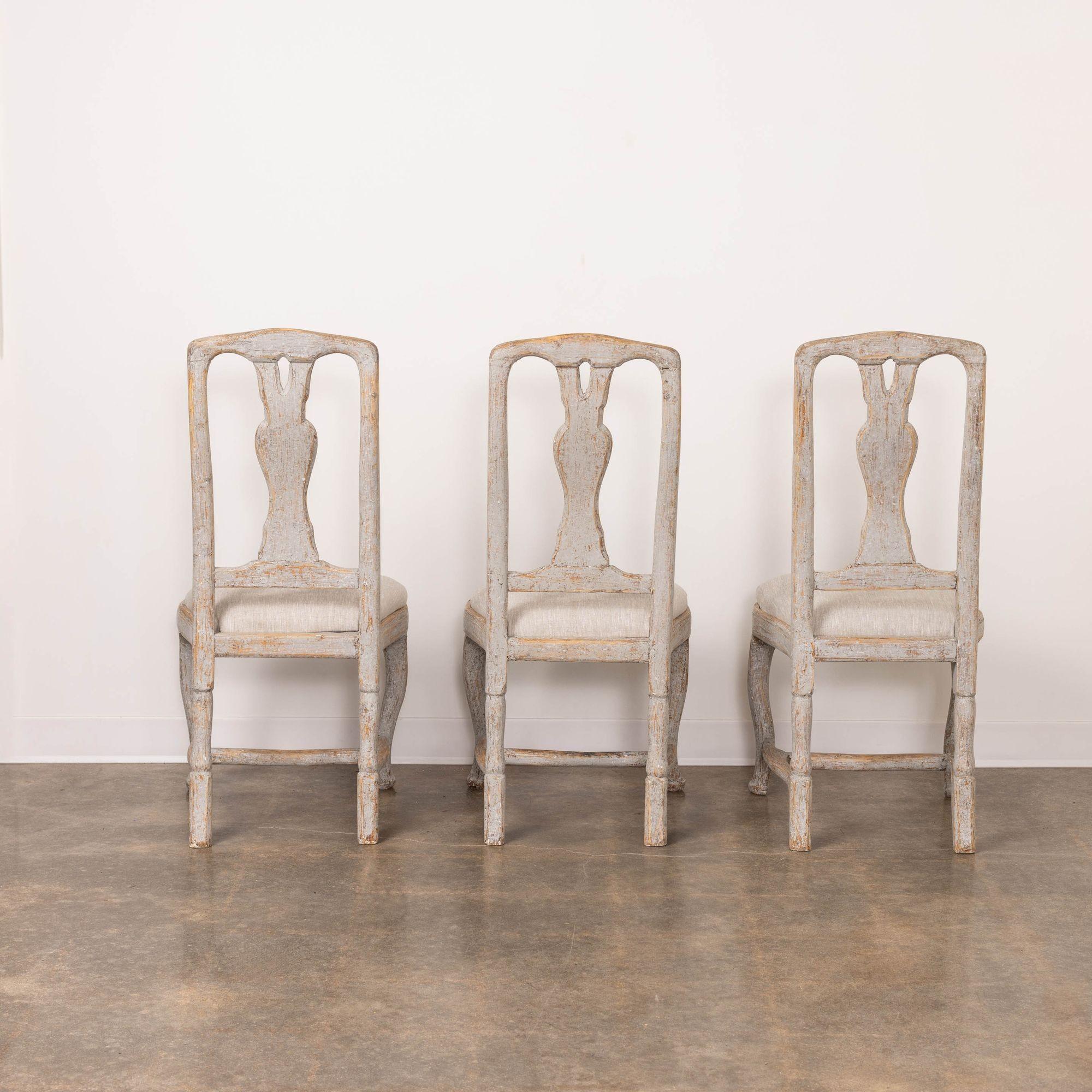 18th c. Swedish Rococo Period Painted Dining Chairs with Slip Seats For Sale 4