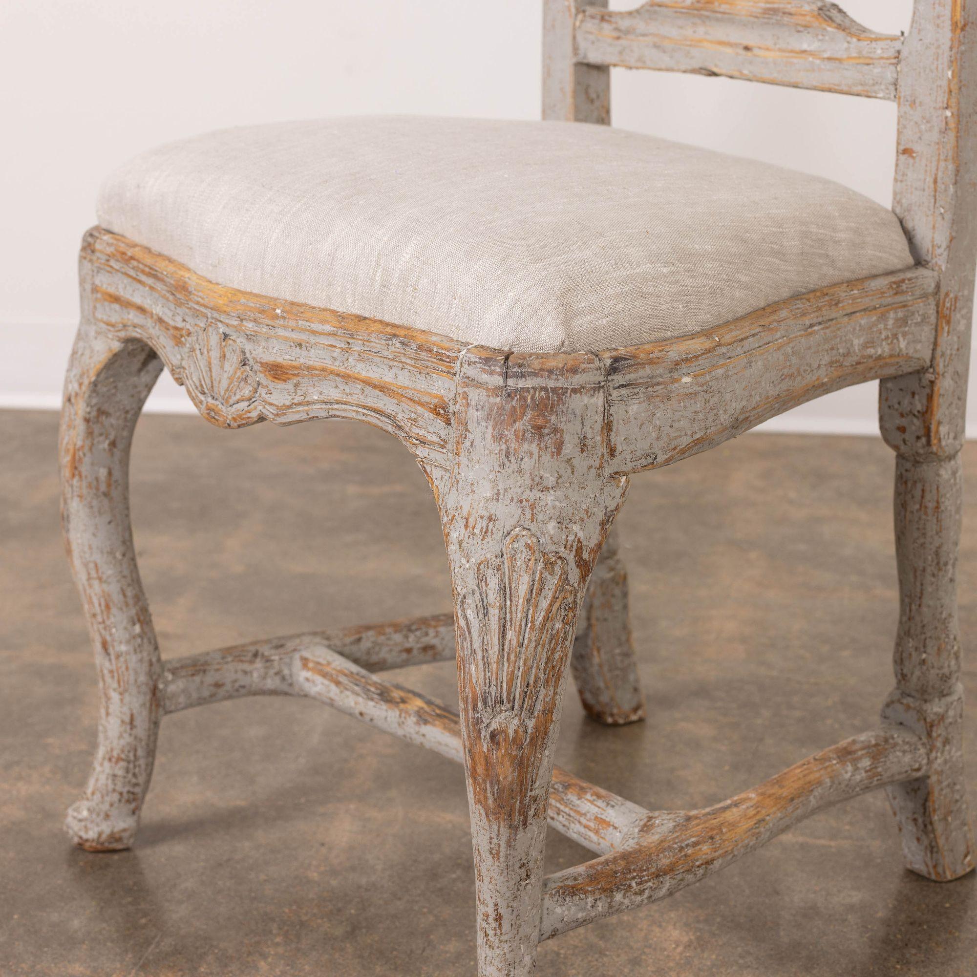 18th Century and Earlier 18th c. Swedish Rococo Period Painted Dining Chairs with Slip Seats For Sale