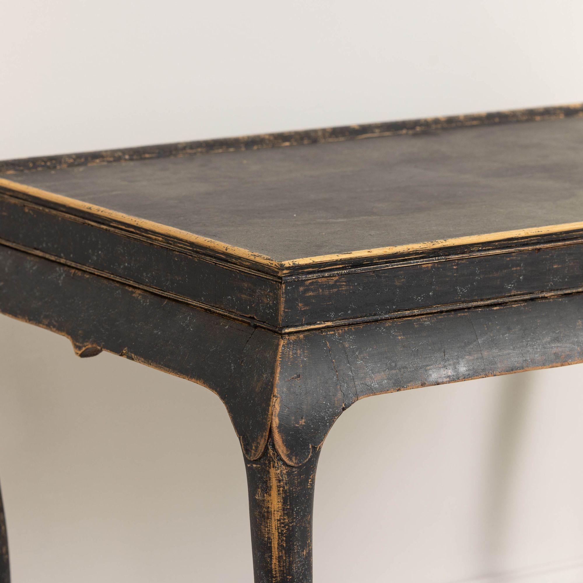 18th c. Swedish Rococo Period Black Painted Tea Table 7