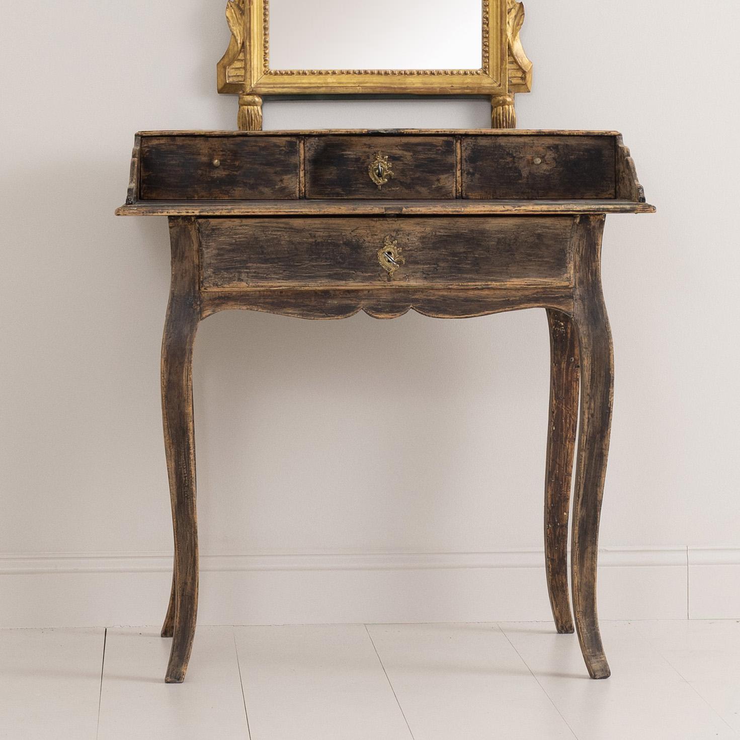 18th C. Swedish Rococo Period Writing Desk in Original Paint For Sale 7