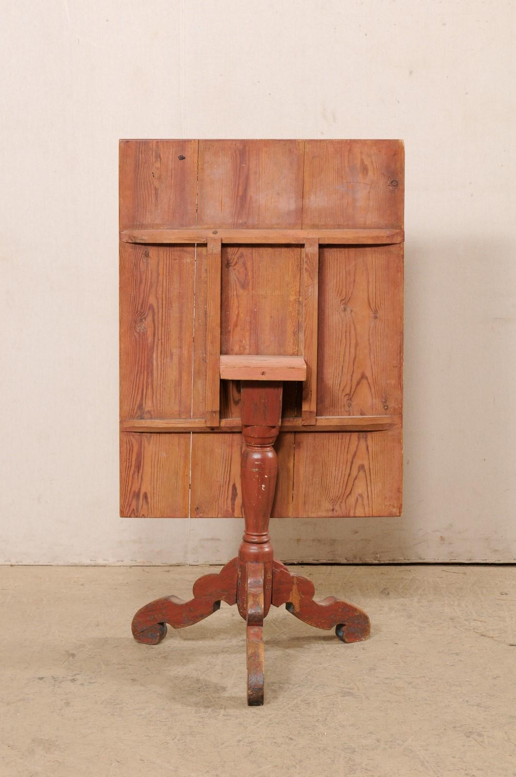 18th C. Swedish Small Rectangular-Shaped Tilt-Top Wood Table w/Original Paint For Sale 7