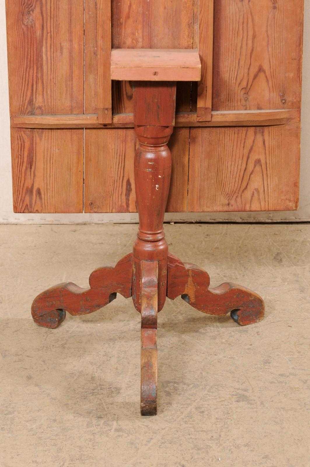 18th C. Swedish Small Rectangular-Shaped Tilt-Top Wood Table w/Original Paint For Sale 8