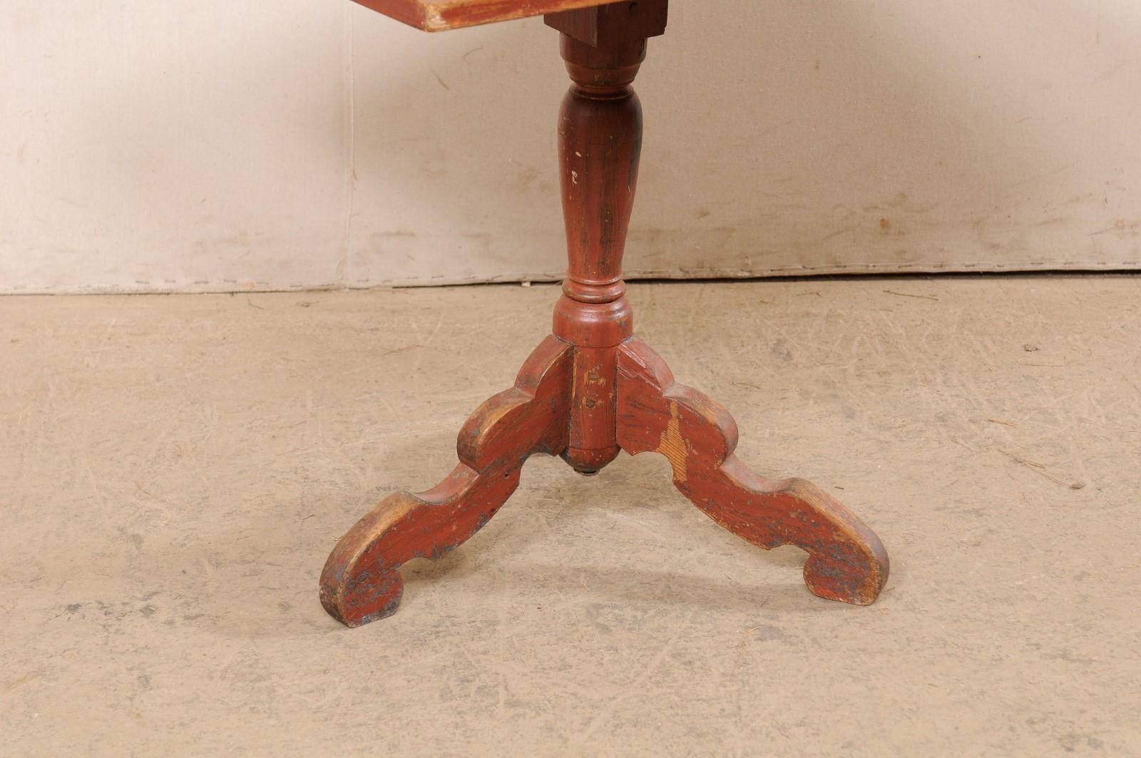18th C. Swedish Small Rectangular-Shaped Tilt-Top Wood Table w/Original Paint In Good Condition For Sale In Atlanta, GA