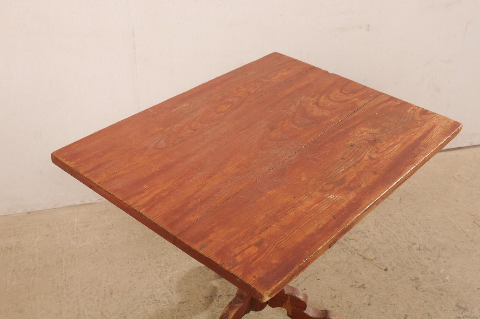 18th Century and Earlier 18th C. Swedish Small Rectangular-Shaped Tilt-Top Wood Table w/Original Paint For Sale