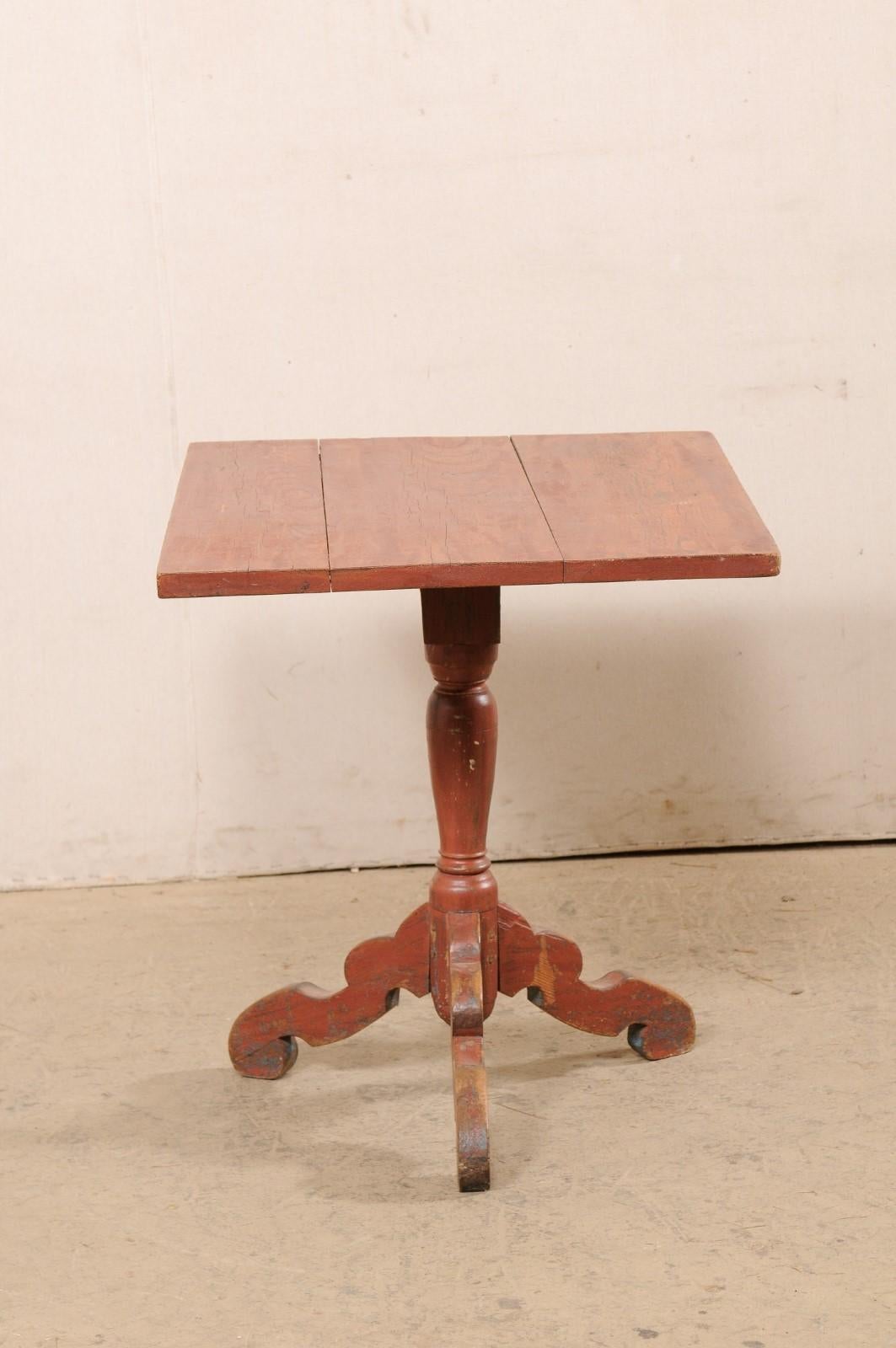 18th C. Swedish Small Rectangular-Shaped Tilt-Top Wood Table w/Original Paint For Sale 1