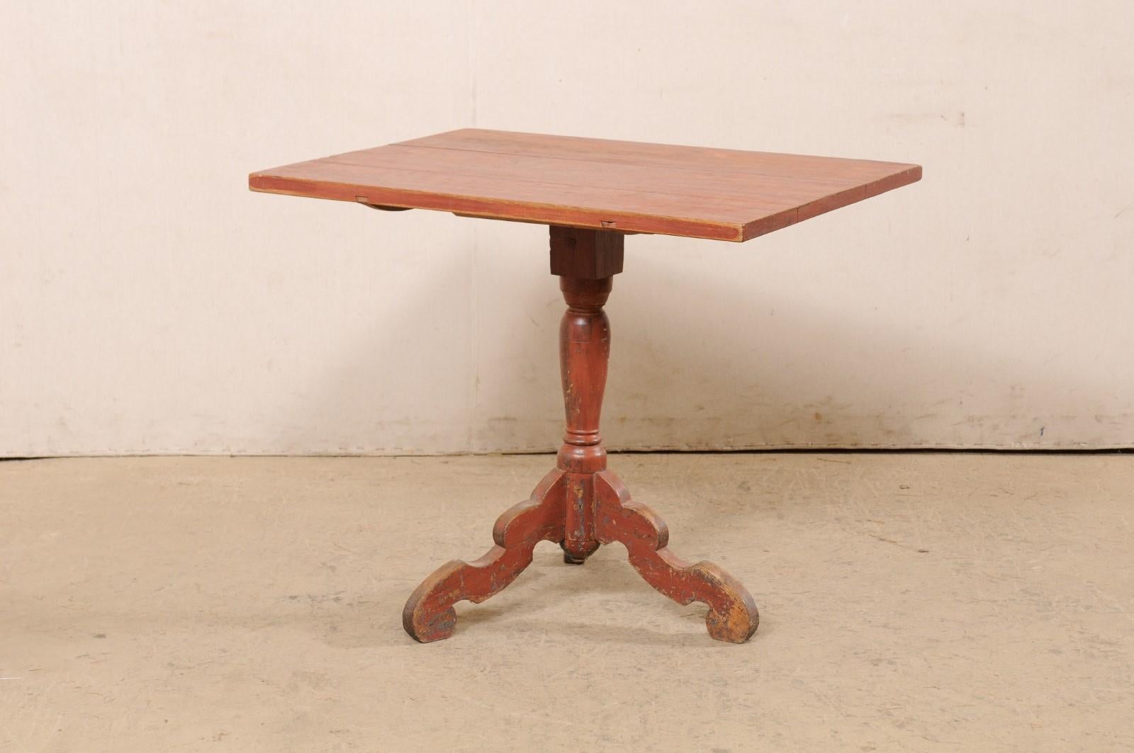 18th C. Swedish Small Rectangular-Shaped Tilt-Top Wood Table w/Original Paint For Sale 2