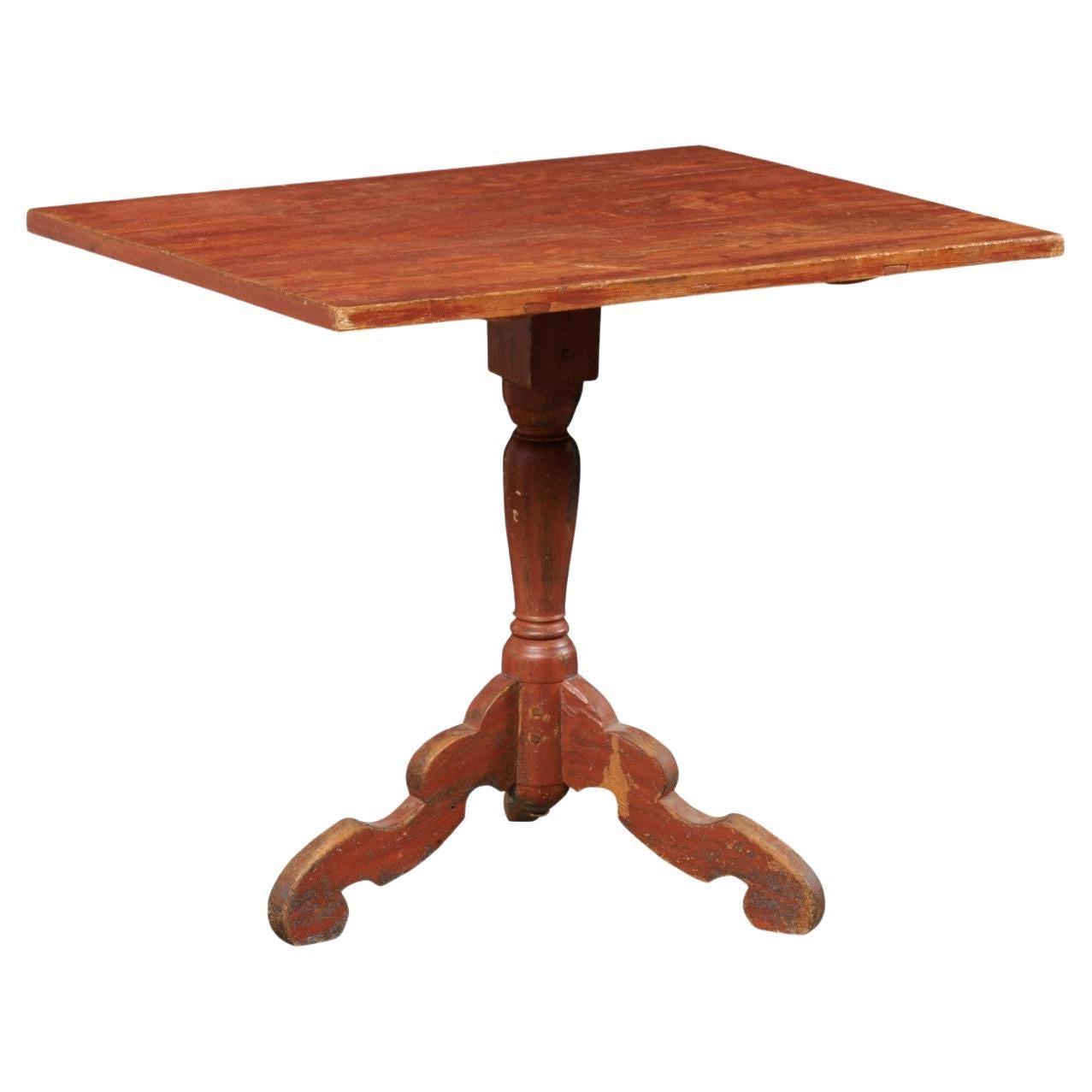 18th C. Swedish Small Rectangular-Shaped Tilt-Top Wood Table w/Original Paint For Sale