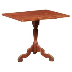 18th C. Swedish Small Rectangular-Shaped Tilt-Top Wood Table w/Original Paint