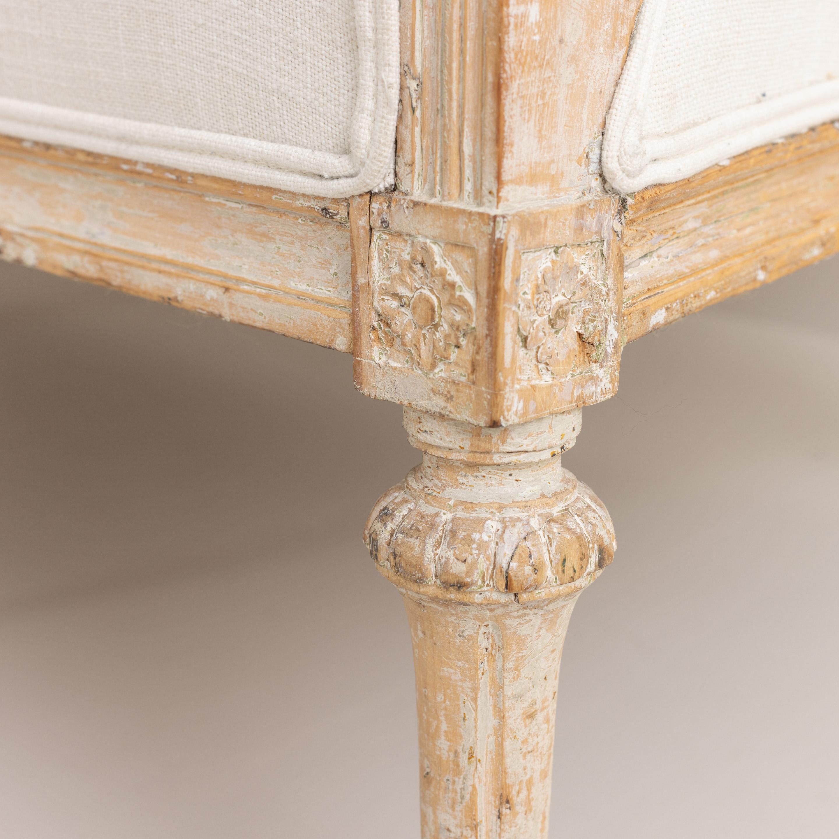 18th c. Swedish Sofa Bench Settee in Original Paint, Gustavian Period For Sale 1