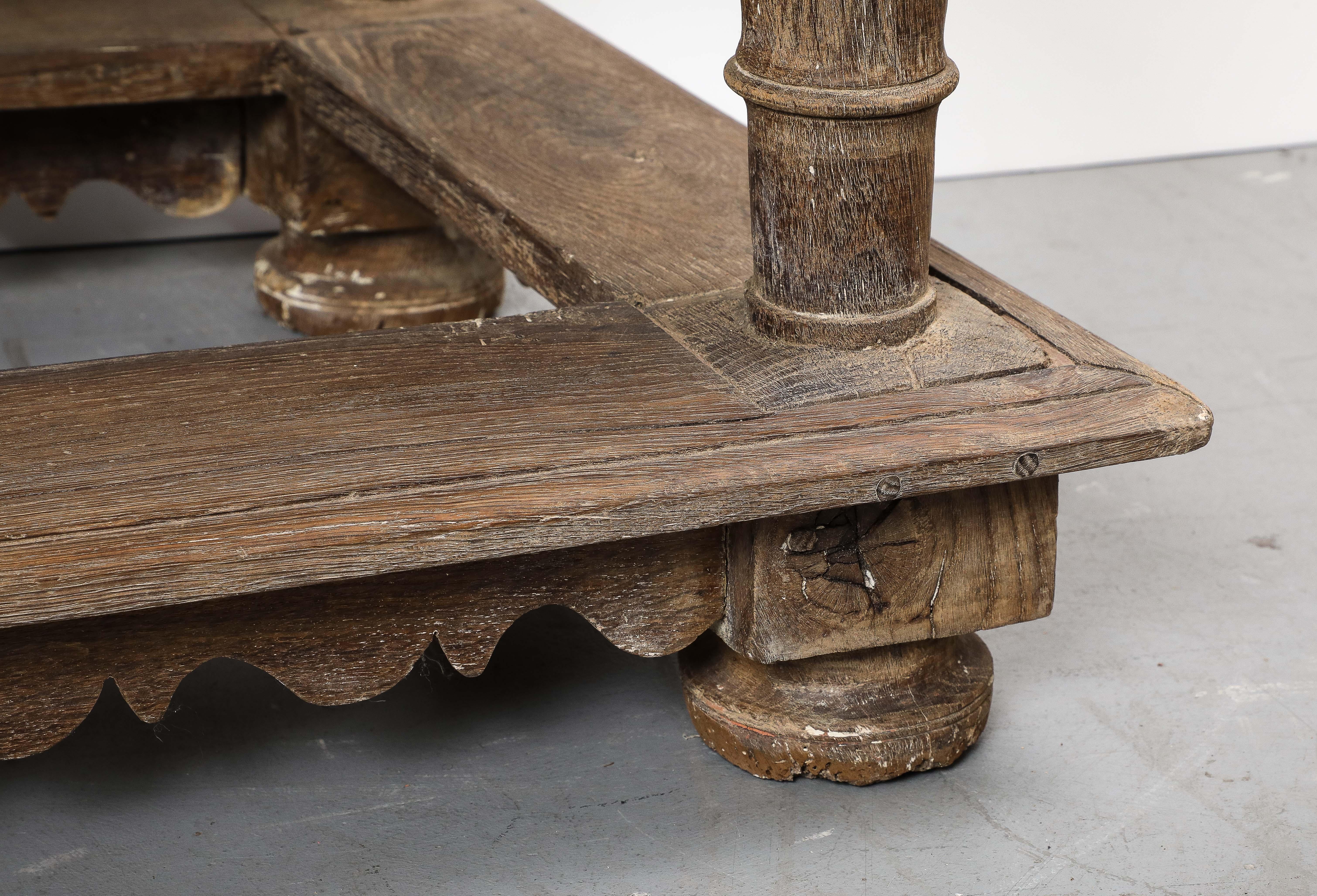 18th C. Swedish Stone Top Oak Console Table, Detailed edge, 1702 For Sale 6