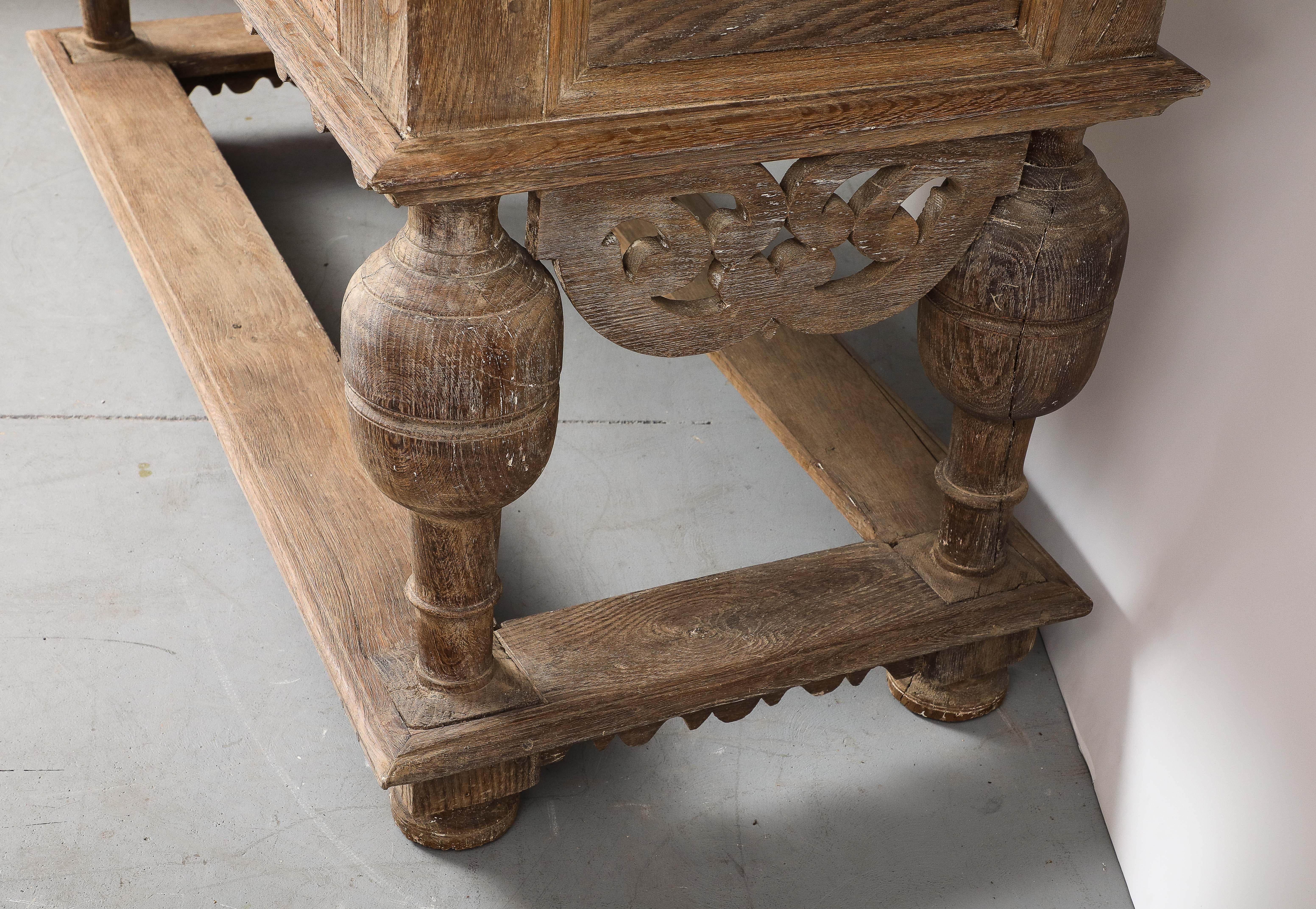 18th C. Swedish Stone Top Oak Console Table, Detailed edge, 1702 For Sale 14